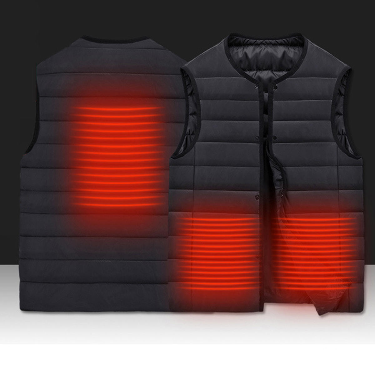 USB Charging Black Heating Vest 3 Gear Temperature Adjustable Indoor Outdoor Skiing Winter Warmth Vest