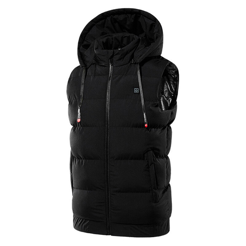 TENGOO 9 Areas Heating Jackets Unisex 3-Gears Heated Vest Coat USB Electric Thermal Clothing Hooded Vest Winter Outdoor Warm Clo