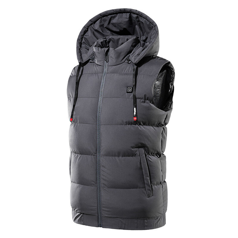 TENGOO 9 Areas Heating Jackets Unisex 3-Gears Heated Vest Coat USB Electric Thermal Clothing Hooded Vest Winter Outdoor Warm Clo