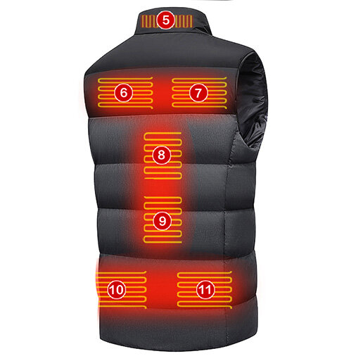 TENGOO HV-11 Heated Vest 11 Heating Areas Men Jacket Heated Winter Womens Electric Usb Heater Tactical Jacket Man Thermal Vest B