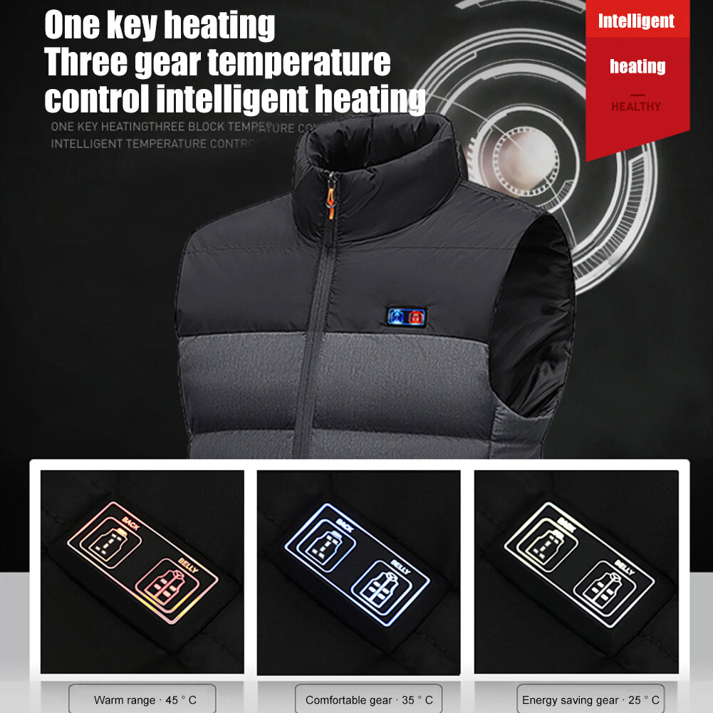 TENGOO HV-11 Heated Vest 11 Heating Areas Men Jacket Heated Winter Womens Electric Usb Heater Tactical Jacket Man Thermal Vest B