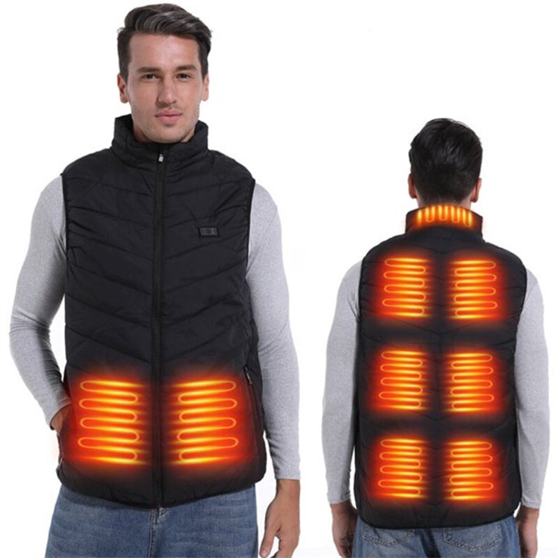 TENGOO HV-09A Heated Vest 9 Heating Areas Men Jacket Heated Winter Womens Electric USB Heater Tactical Jacket Man Thermal Vest B