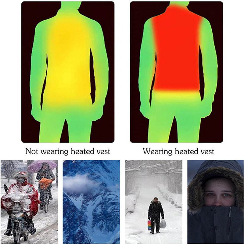 TENGOO HS-08A Heated Sweater 8 Heating Zones 3 Temperature Level Control Washable USB Electric Heating Thermal Shirt for Skiing