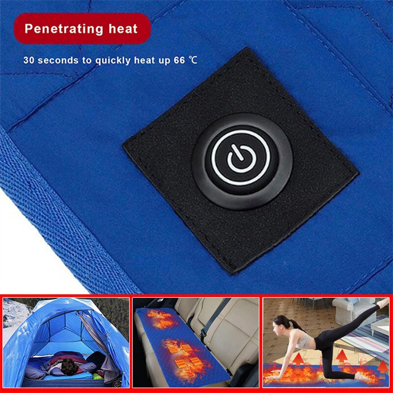 2023 USB Heated Sleeping Pad 7 Heating Zones 3 Temperature Level Control Foldable Lightweight Travel Mat for Winter Camping Hiki