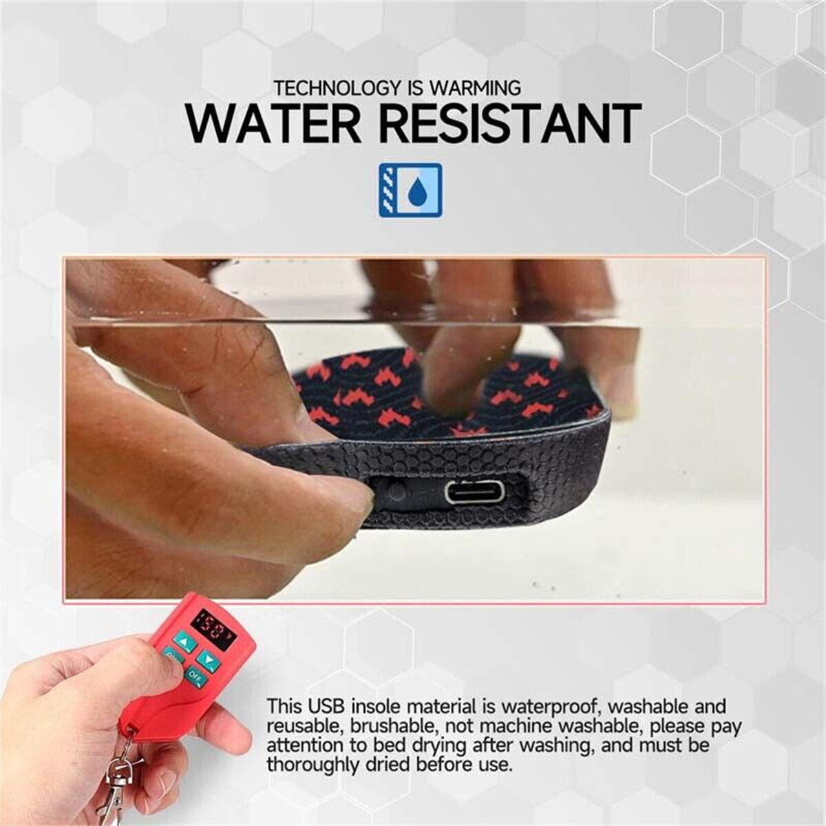 Winna Heated Boot Insoles Adjustable Temperature USB Rechargeable Winter Insole Foot Warmers with Wireless Remote for Outdoor