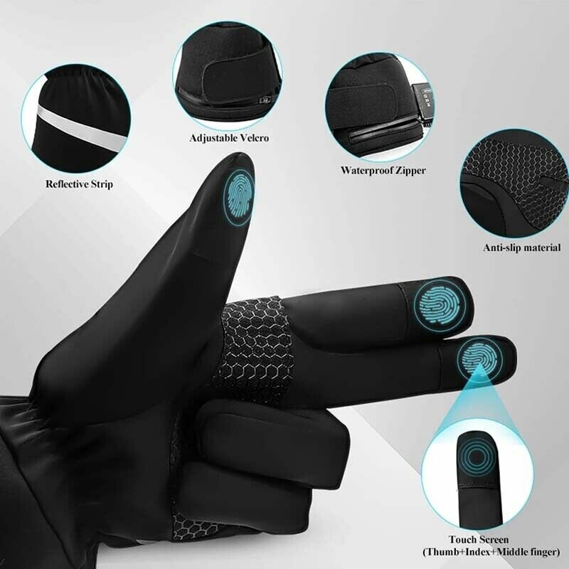 Heated Gloves Waterproof Touch Screen Rechargeable 2200mAh Battery Electric Heated Glove Liners Winter Gloves Precise Temperatur