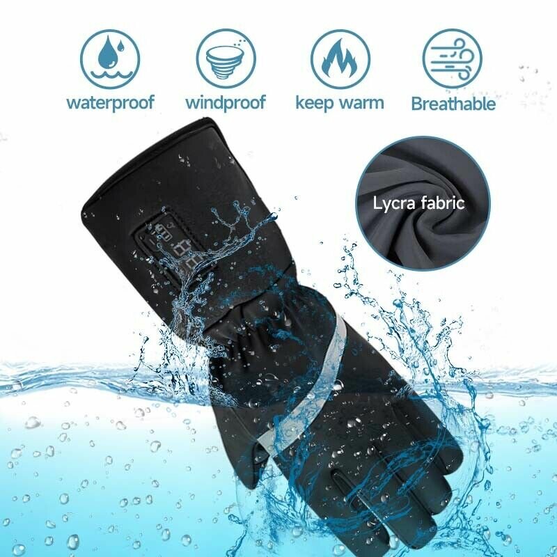 Heated Gloves Waterproof Touch Screen Rechargeable 2200mAh Battery Electric Heated Glove Liners Winter Gloves Precise Temperatur