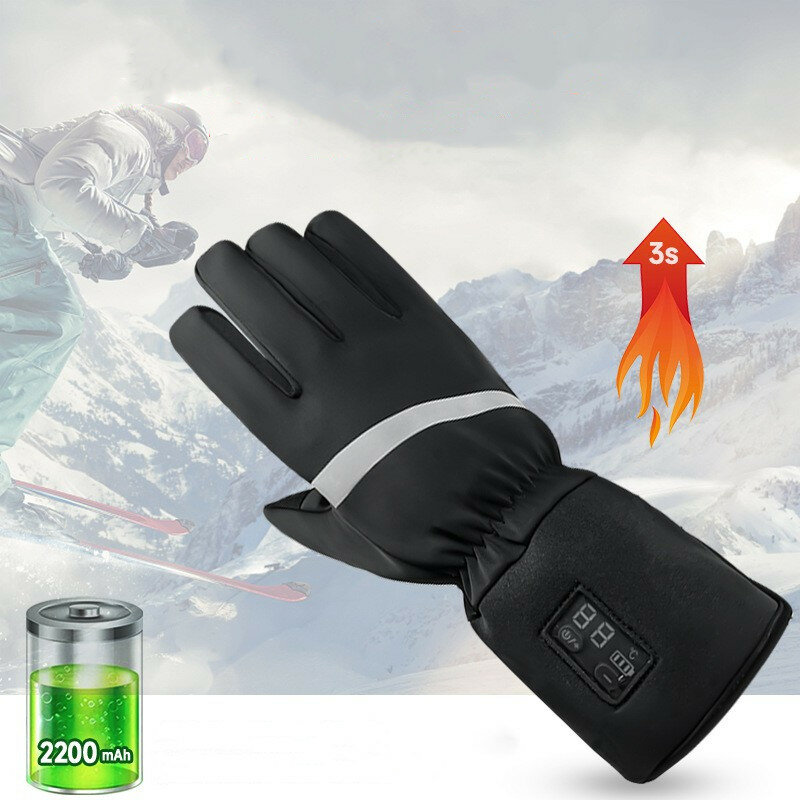 Heated Gloves Waterproof Touch Screen Rechargeable 2200mAh Battery Electric Heated Glove Liners Winter Gloves Precise Temperatur