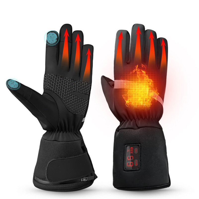 Heated Gloves Waterproof Touch Screen Rechargeable 2200mAh Battery Electric Heated Glove Liners Winter Gloves Precise Temperatur