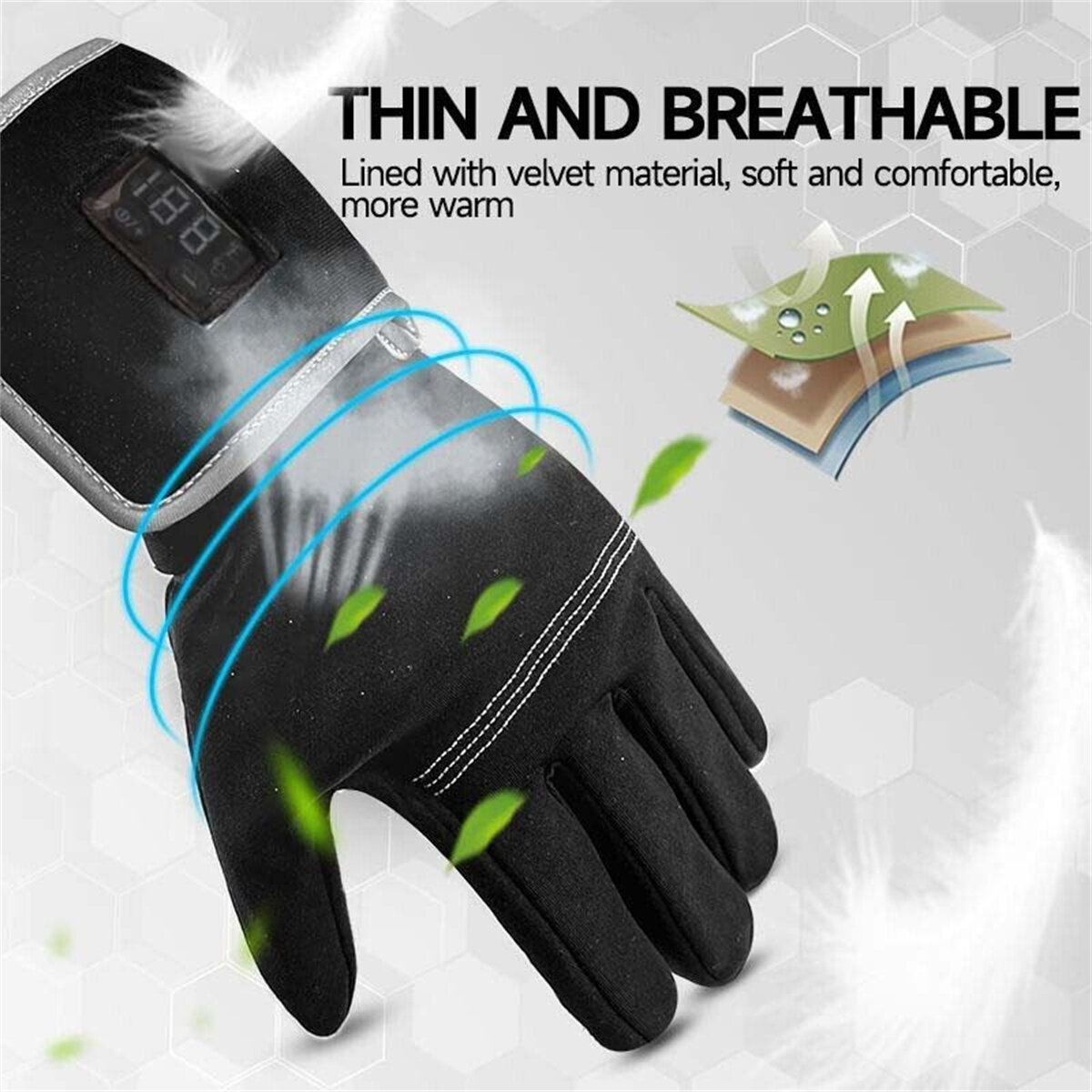 Electric Heated Gloves Rechargeable 2200mAh Waterproof Warm for Women Men with LED Temperature Display for Sports Outdoor Ski Mo