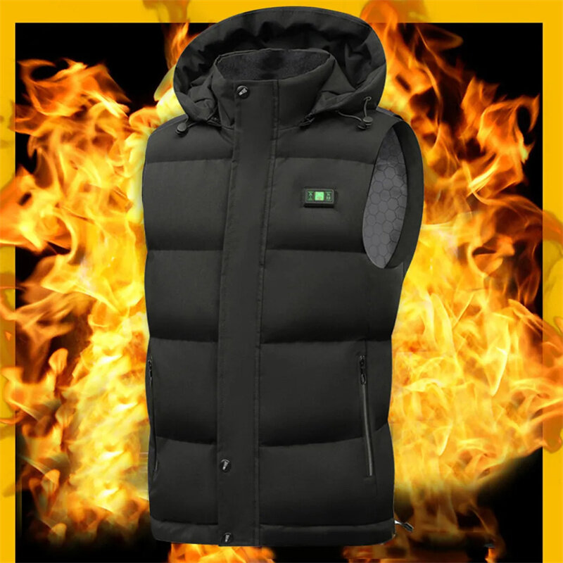 TENGOO HV-15B Heated Vest 15 Heating Zones Trible Temperature Level Control LED Display Waterproof Electric Heating Jacket for W