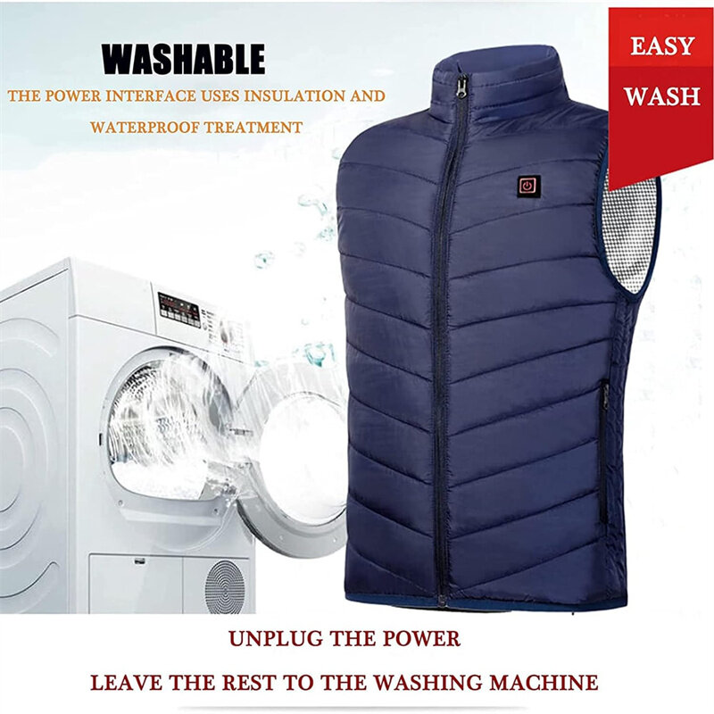 TENGOO HV-02C Heated Vest 2 Heating Zones Trible Gears Temperature Level Control USB Charging Warm Electric Heating Jacket for W