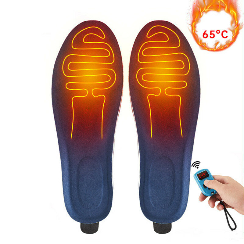 Heating Insoles 3 Modes Adjustable Temperature USB Rechargeable Insoles with Wireless Remote for Outdoor Skiing