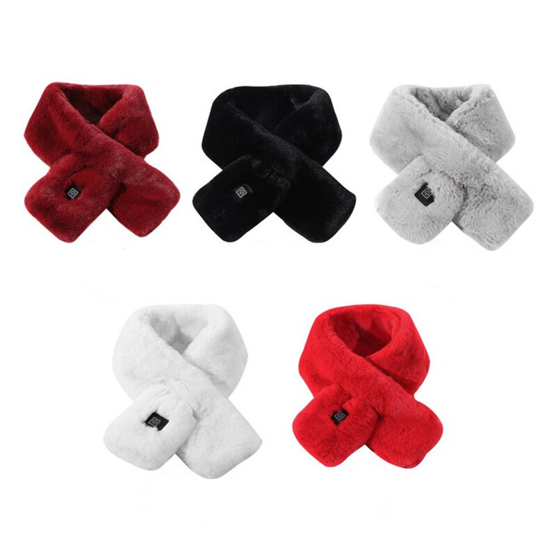 Heating Plush Scarf Adjustable Temperature Electric Heated Scarf Washable Neck Pain Relief Cross Neck Scarf