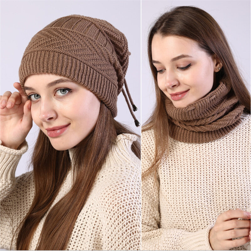 2 In 1 Electric Heating Hat Scarf Rechargeable Thermal Washable Hat Soft Knitted Winter Warm Scarf for Head Neck