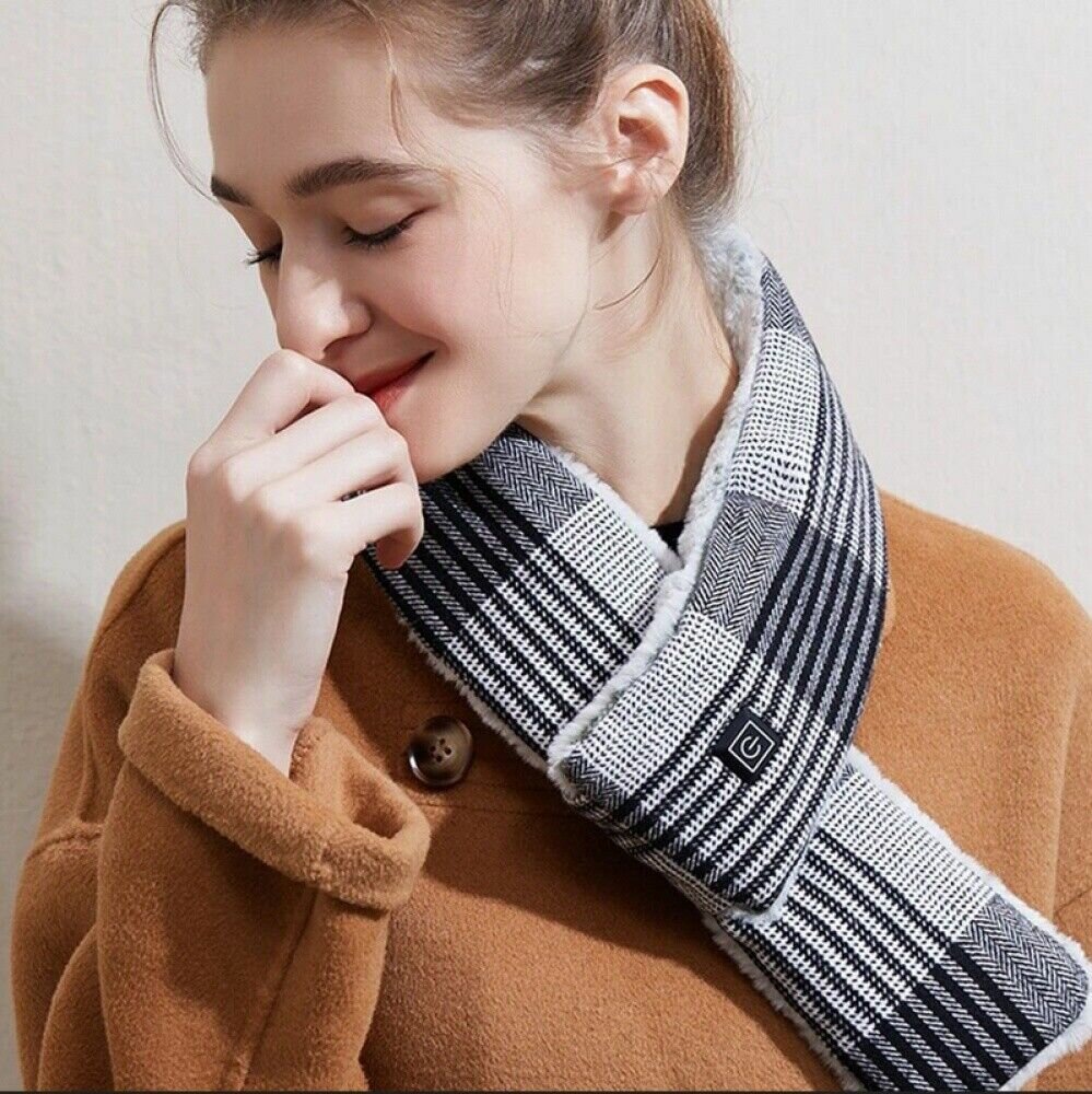 3 Gears Electric Heating Scarf Adjustable Winter Warm USB Rechargeable Quick Heated Washable Neckerchief Plush Collar