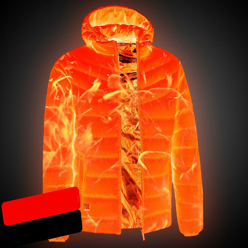 TENGOO HJ-11 Unisex 11 Areas Heating Jacket 3-Modes Adjust USB Electric Heating Coat Thermal Hoodie Jacket for Winter Sport Skii