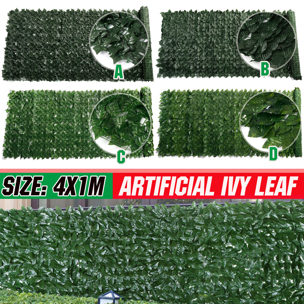 1x4M Artificial Faux Ivy Leaf Privacy Fence Screen Hedge Decor Panels Garden Outdoor