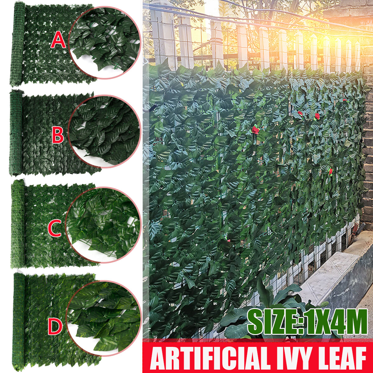 1x4M Artificial Faux Ivy Leaf Privacy Fence Screen Hedge Decor Panels Garden Outdoor