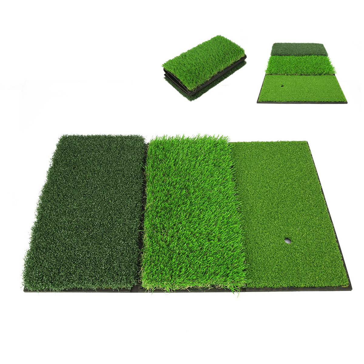 64*41CM 3-in-1 Golf Hitting Mat Multi-Function Tri-Turf Golf Practice Training for Chipping Practice Indoor/Outdoor Golf Trainin