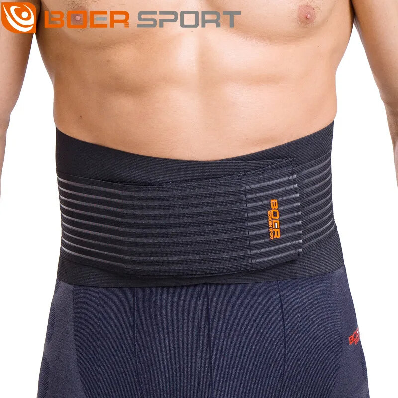 BOER Fitness Back Support Belt 8 Spring Waist Protection Double Layer Strap Easy to Adjust Anti-Strain for Lifting Cycling Ball