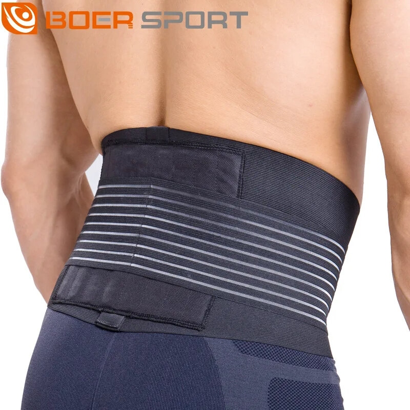 BOER Fitness Back Support Belt 8 Spring Waist Protection Double Layer Strap Easy to Adjust Anti-Strain for Lifting Cycling Ball