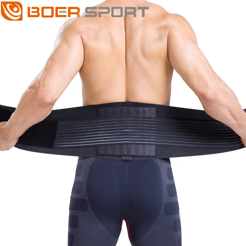 BOER Fitness Back Support Belt 8 Spring Waist Protection Double Layer Strap Easy to Adjust Anti-Strain for Lifting Cycling Ball