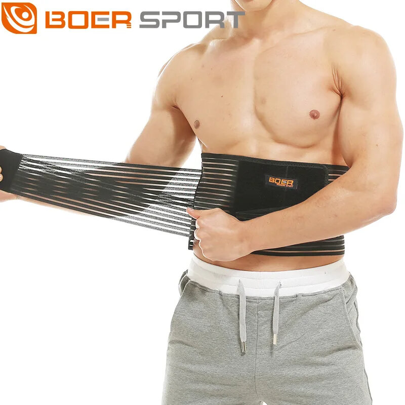 BOER Fitness Back Support Belt 5 Steel Plate Design Breathable Fabric Easy to Adjust Anti-Strain for Lifting Cycling Sports