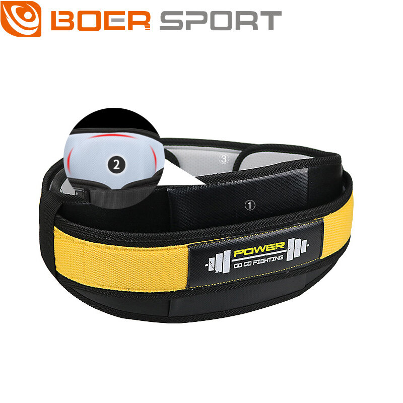 BOER Fitness Back Support Belt PU Soft Design Breathable Easy to Adjust Anti-Strain for Lifting Cycling Sports