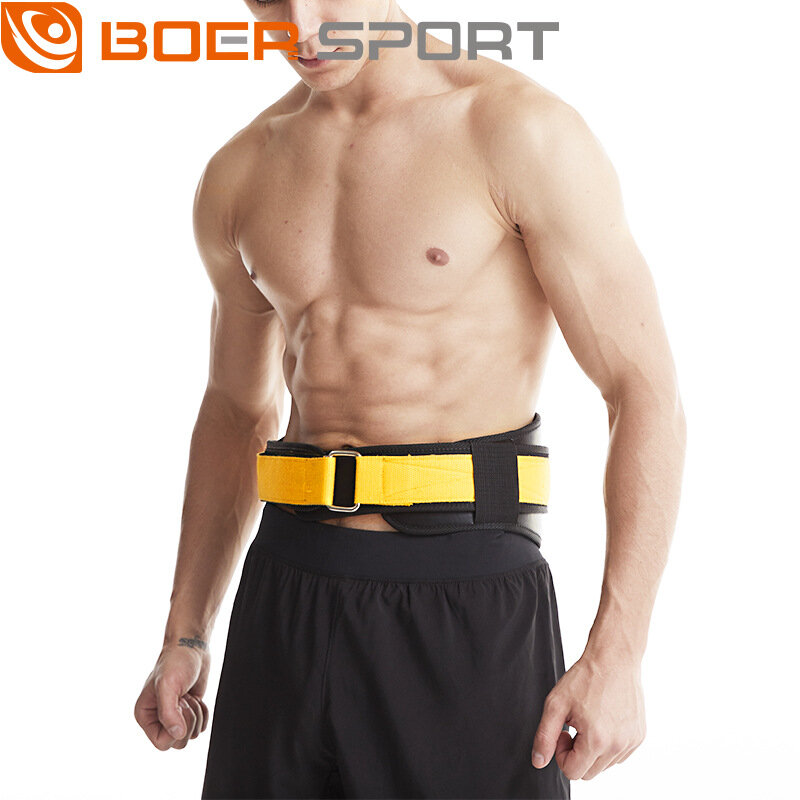 BOER Fitness Back Support Belt PU Soft Design Breathable Easy to Adjust Anti-Strain for Lifting Cycling Sports