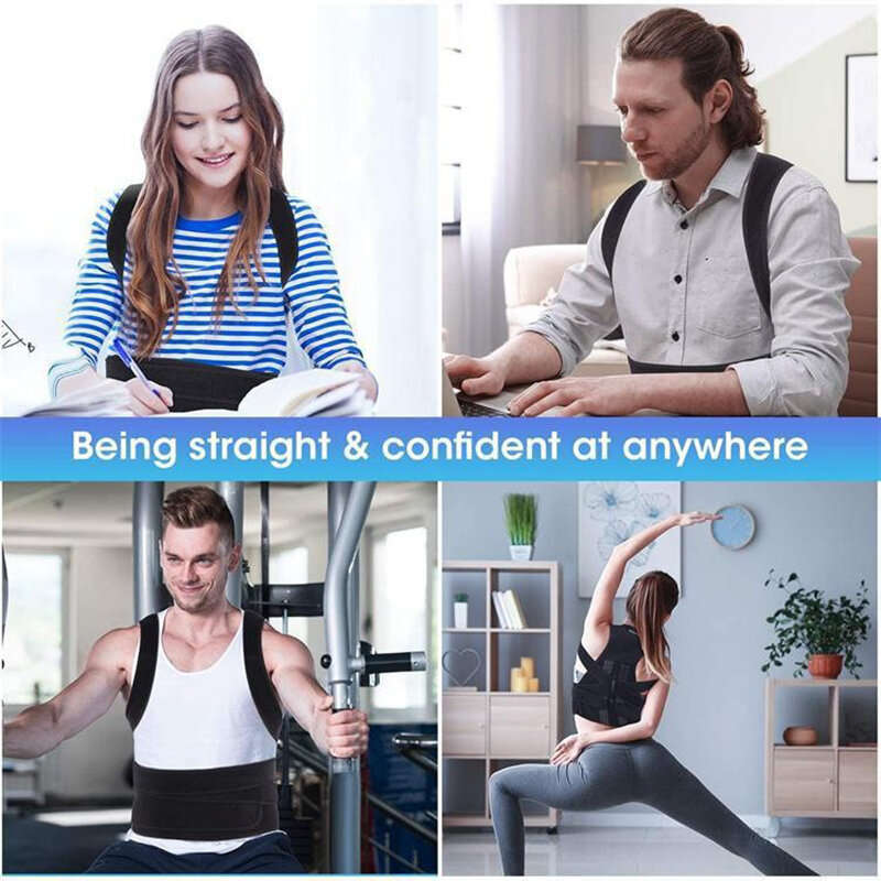 Adjustable Back Reinforced Support Belt Back Adult Posture Corrector Shoulder Lumbar Spine Support Back Protector