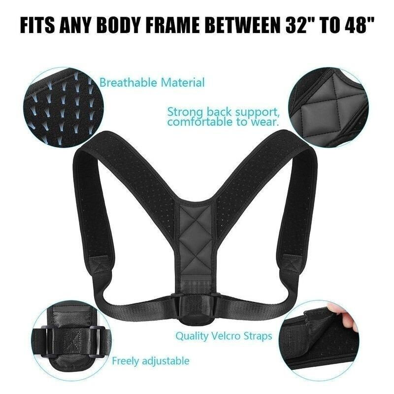 Adjustable Back Support Invisible Shoulder Posture Corrector Unisex Spine Neck Health Correction Belt for Home Office Sport