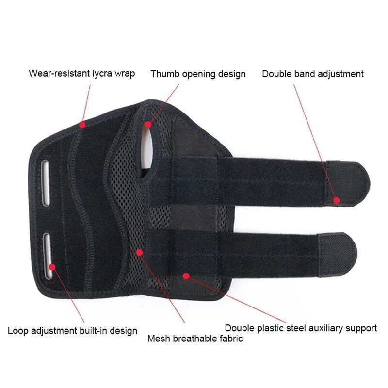 BOER Sports Hand Support Thumb Open Design Double Band Adjustment Sprained Wristband for Fitness Health Recovery