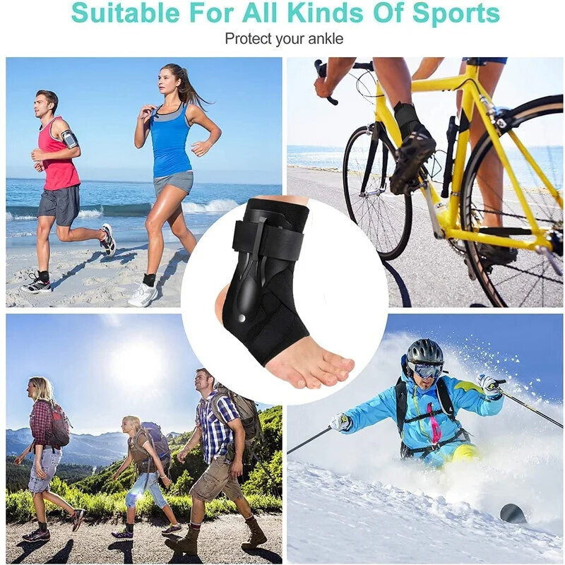 1pc Ankle Support Leather Strap Foot Protection Soft Breathable Easy to Adjust Anti-Sprain Fitness Knee Pad for Cycling Ball Gam