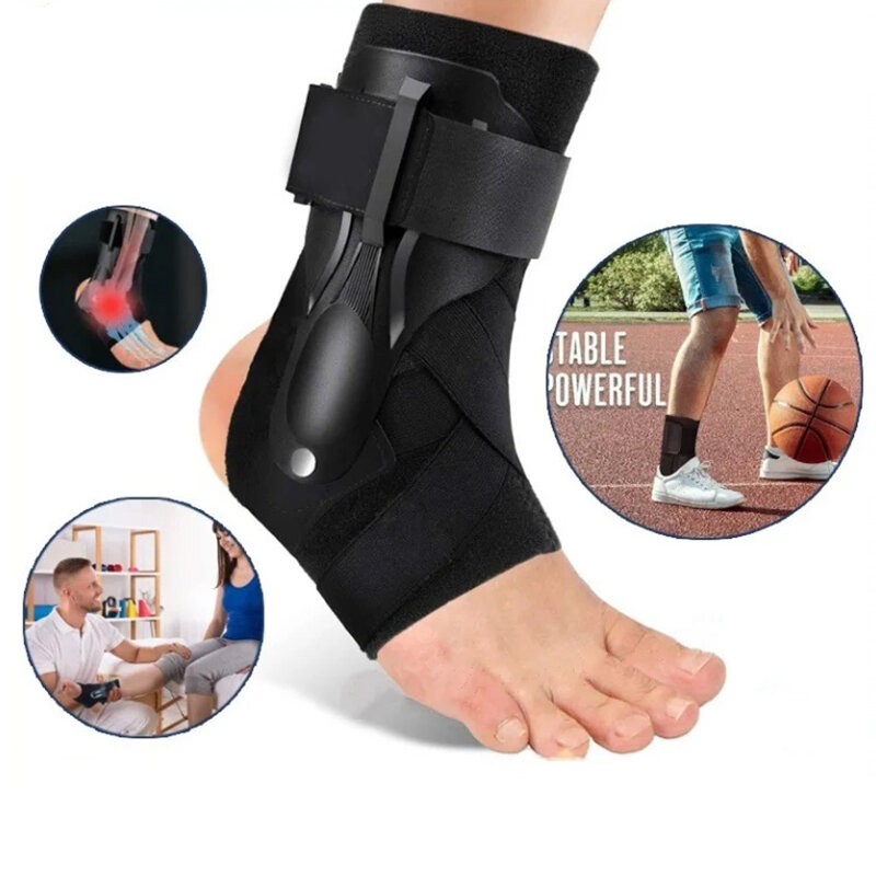 1pc Ankle Support Leather Strap Foot Protection Soft Breathable Easy to Adjust Anti-Sprain Fitness Knee Pad for Cycling Ball Gam