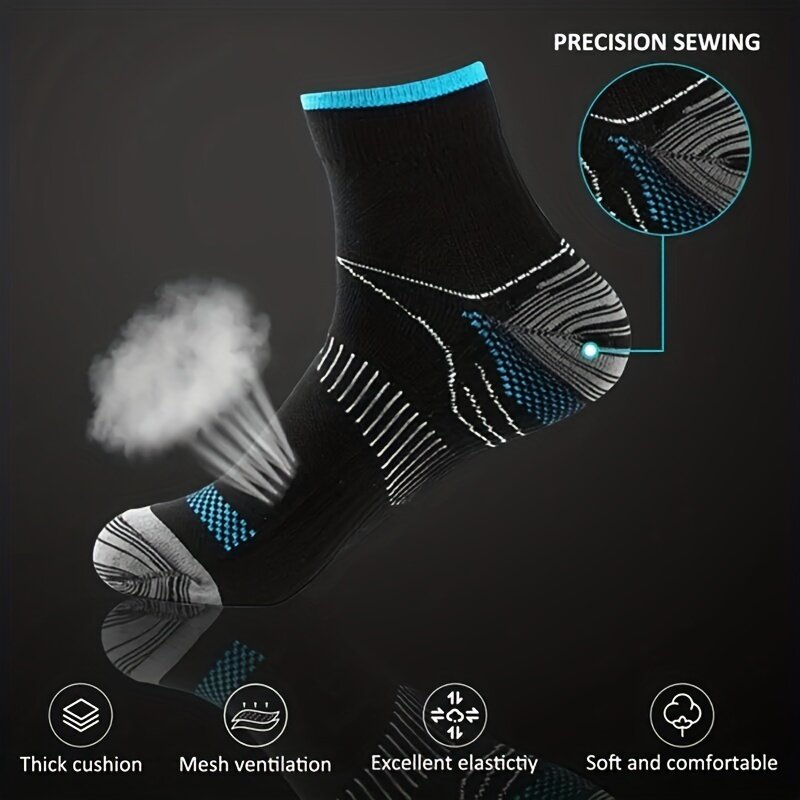 5 Pairs Plantar Fascia Compression Socks Sweat-absorbent Deodorant Breathable Sweats Sports Pressure Socks