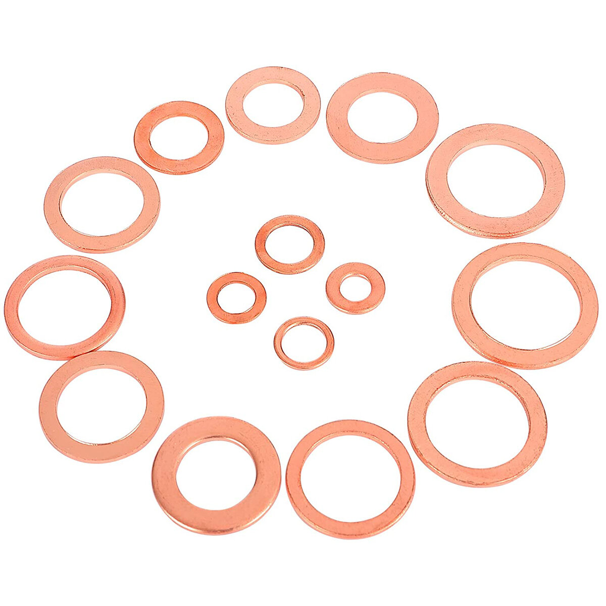 150PCS 15 Sizes Copper Metric Sealing Washers Assortment Set Flat Ring Sump Plug Oil Seal Gasket Sealing Washers Crush Washer As