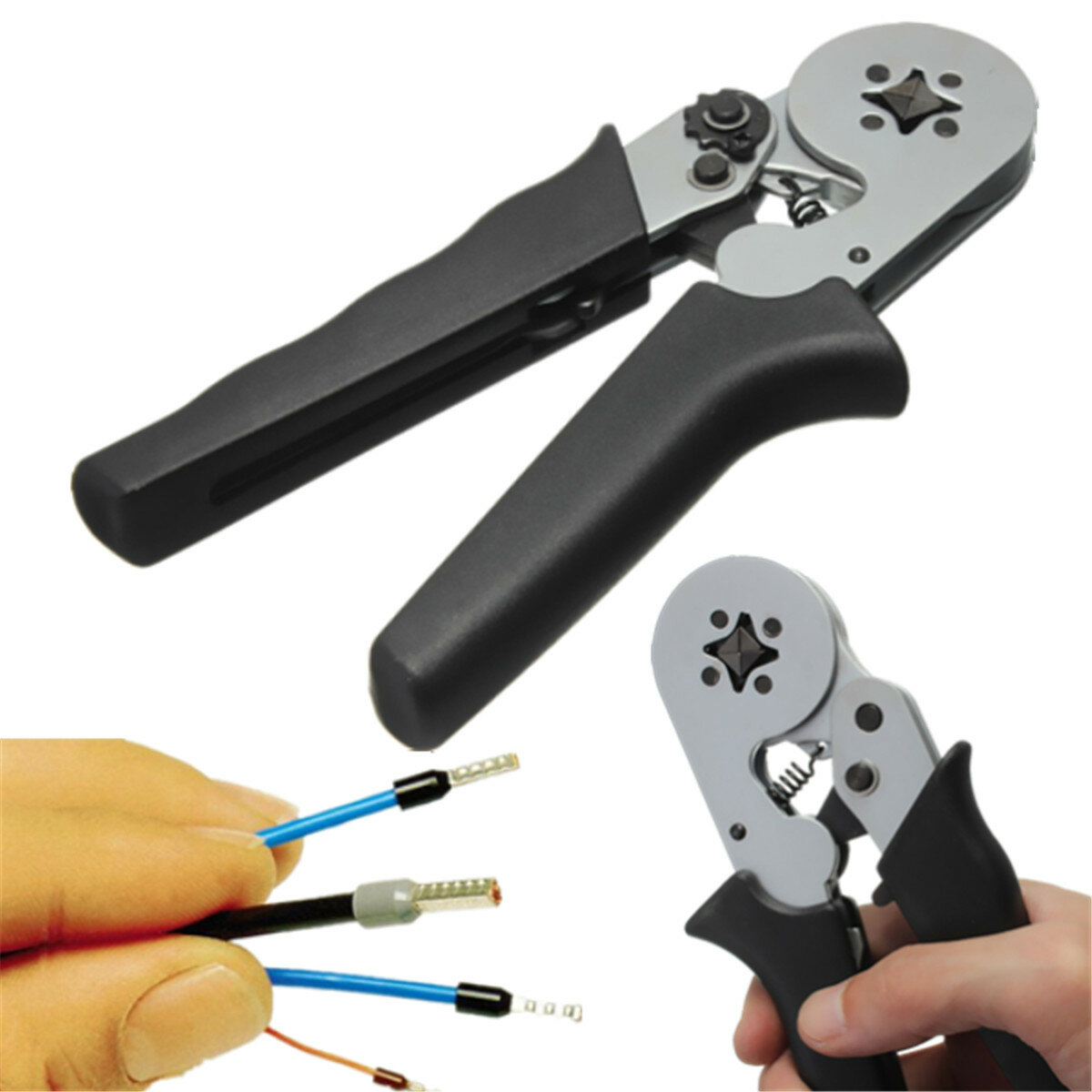 Self-Adjustable Terminal Crimping Tool with 0.08-6.0mm² Range Ergonomic Nylon Handle Uniform Pressure Crimp Ideal for Insul