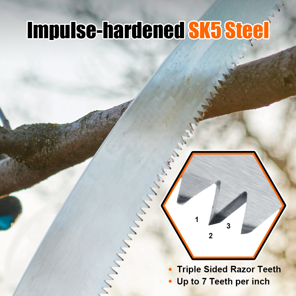 TOPSHAK TS-DS4 350mm SK5 Steel Sharp Blade 3 Sided Razor Teeth Curved Saw for Woodworking Maintenance Tool