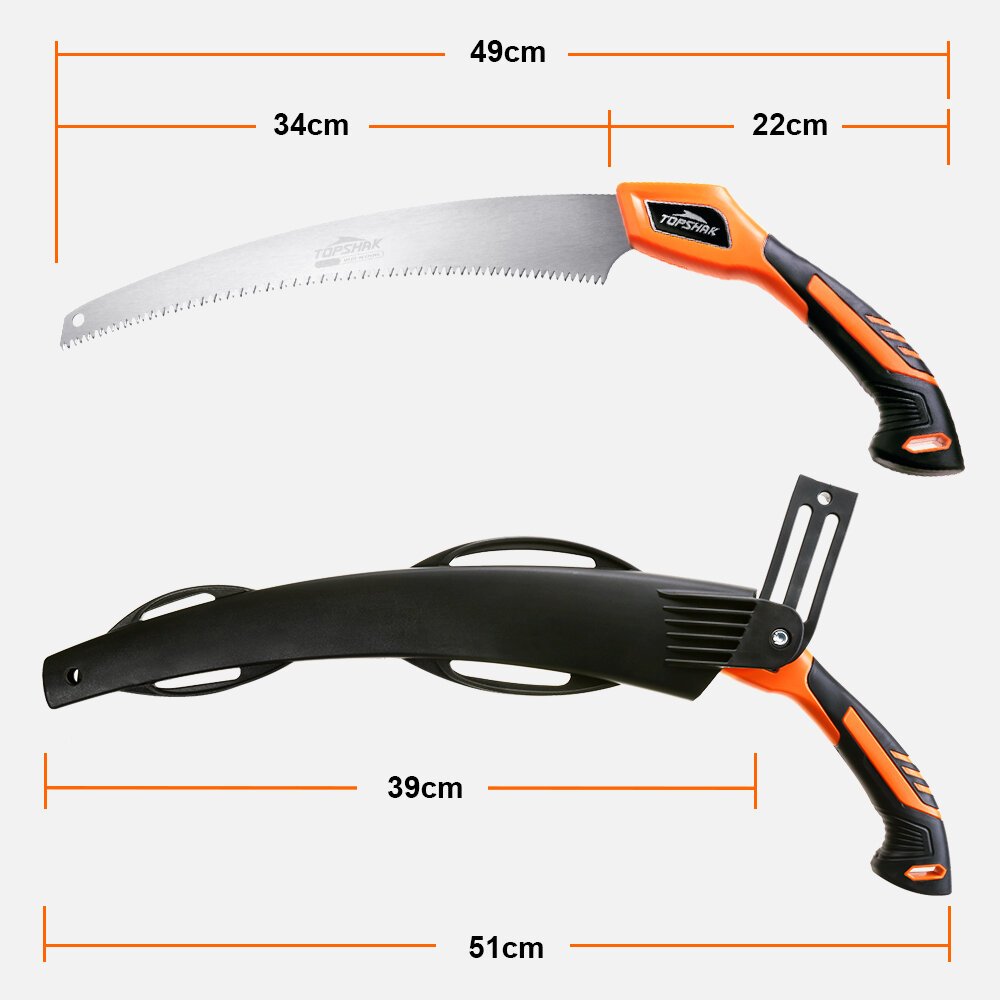 TOPSHAK TS-DS4 350mm SK5 Steel Sharp Blade 3 Sided Razor Teeth Curved Saw for Woodworking Maintenance Tool