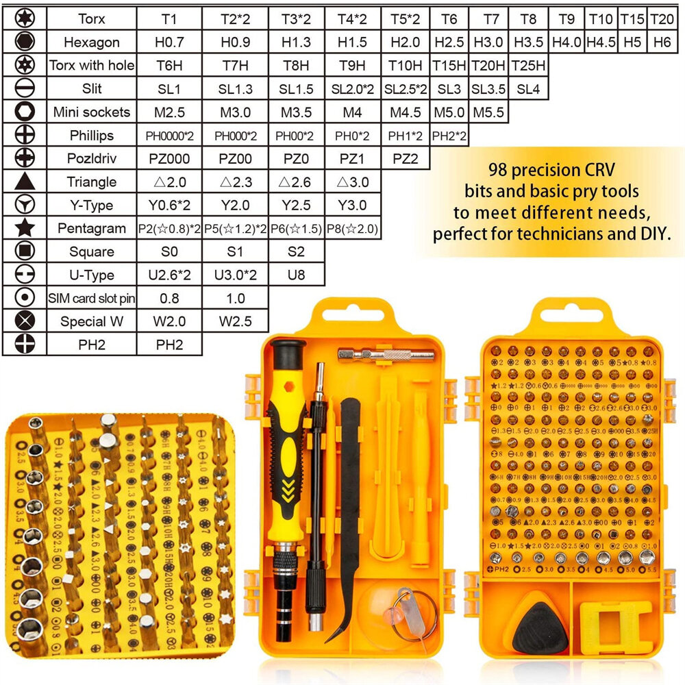 115 in 1 Professional Screwdriver Set Precision Screwdriver Set Multi-function Magnetic Repair Computer Tool Kit Compatible with