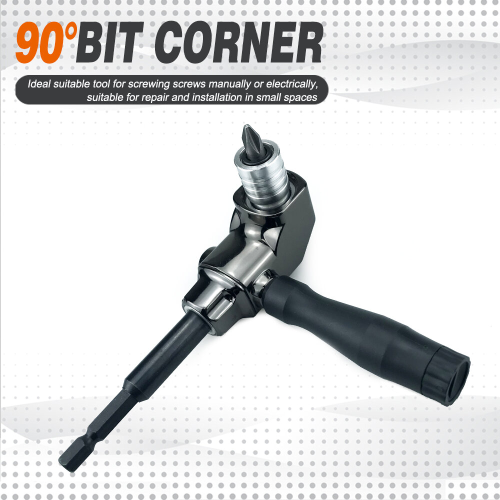 90 Degree Turning Universal Screwdriver Batch Head Corner Adapter with Quick Release Hexagonal Interface Ideal for Hard-to-Reach