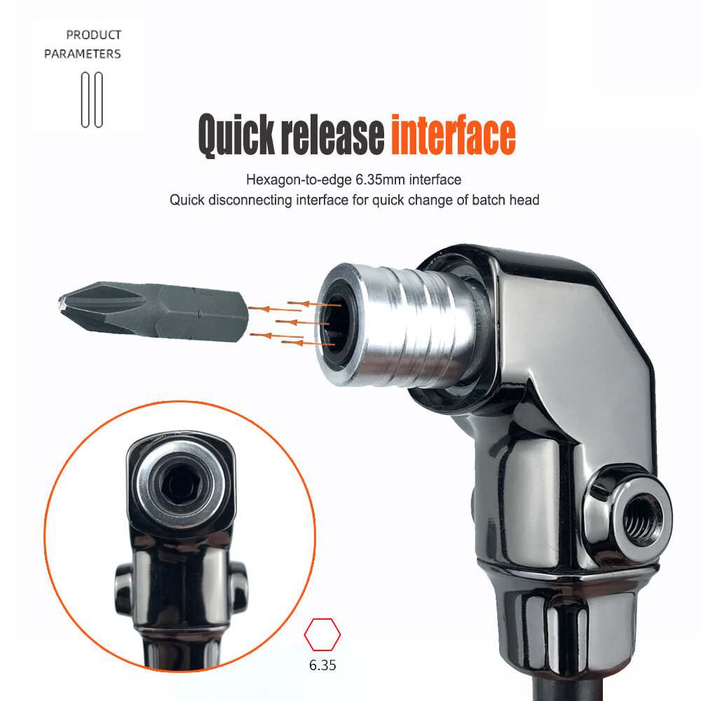 90 Degree Turning Universal Screwdriver Batch Head Corner Adapter with Quick Release Hexagonal Interface Ideal for Hard-to-Reach