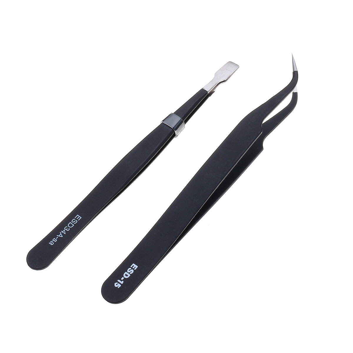 10PCS ESD Tweezer Anti-static Stainless Steel Precisiion Tweezers for Electronics Nail Beauty