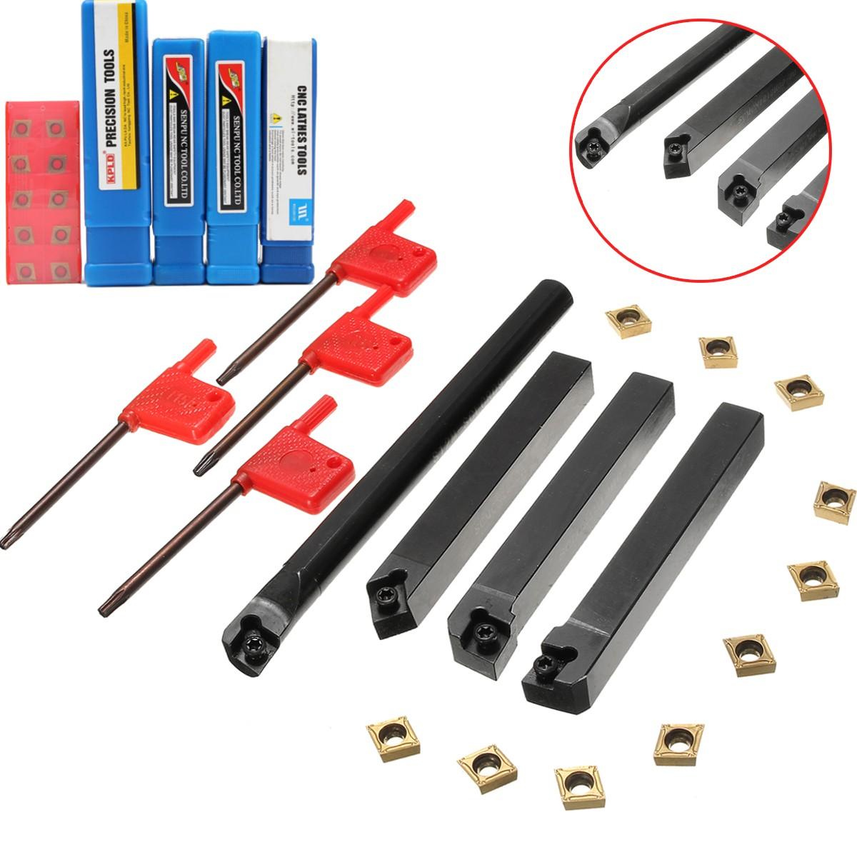 4pcs SCLCR/L SCMCN 12mm Lathe Boring Bar Turning Tool Holder With 10pcs CCMT09T304 Carbide Inserts