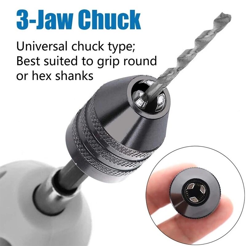 2PC Hex Shank-Black and White Keyless Drill Chuck Adapter For Easy Bit Changes Available In Electric Grinder, Nail Machine, Eng