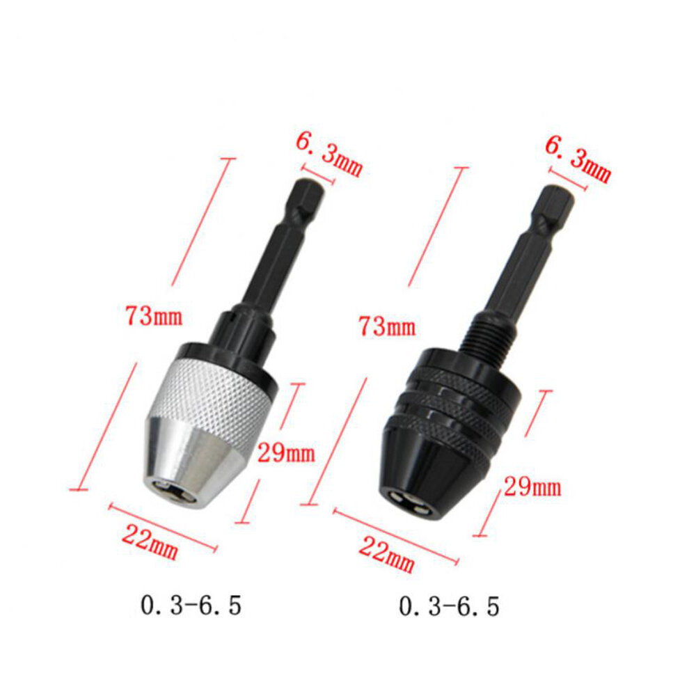 2PC Hex Shank-Black and White Keyless Drill Chuck Adapter For Easy Bit Changes Available In Electric Grinder, Nail Machine, Eng