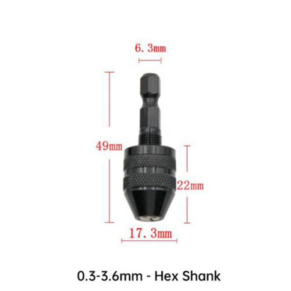 1PCS 0.3-3.6mm Drill Chuck Keyless Screwdriver Impact Driver Adaptor Electric Motor Clamp Mini Chuck Fixture Hex Shank Drill Bit