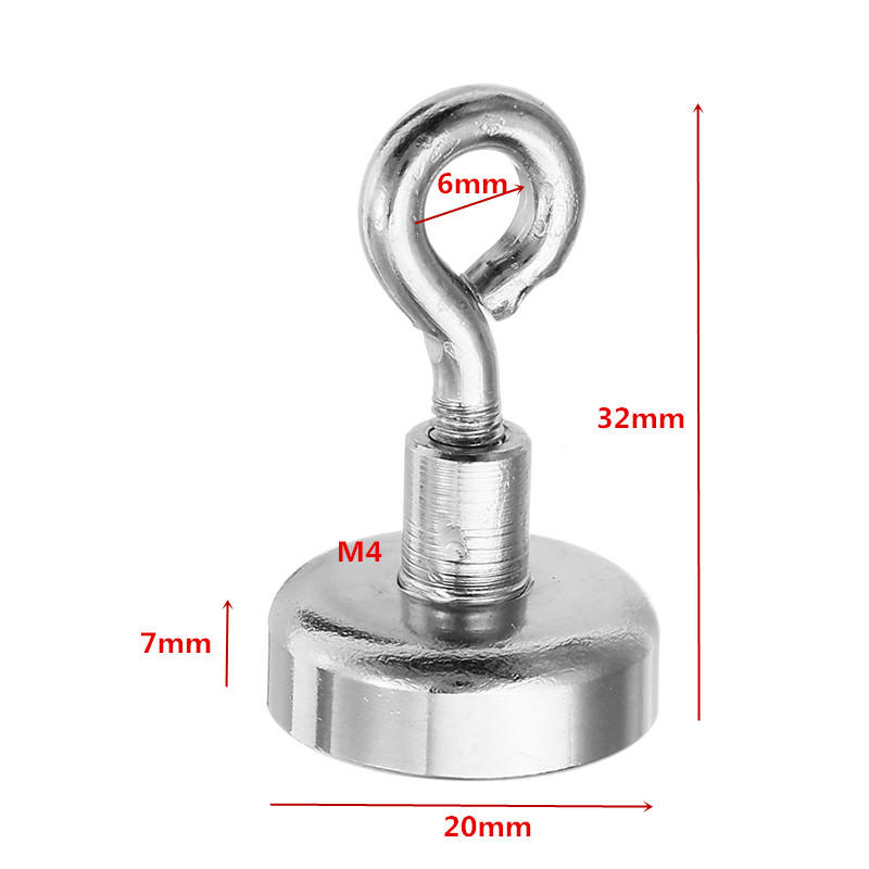 Effetool 20mmx32mm 9kg Neodymium Recovery Magnet Metal Detector Claw Hook Magnet