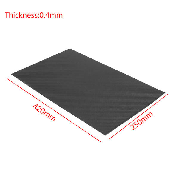 420x250x0.4mm Carbon Fiber Plate Black 3K Twill Matte Panel Sheet Board COD